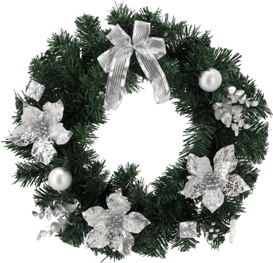 Sølvfarvet julekrans 40 cm