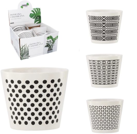 Keramisk urtepotte 12 × 12 × 10,5 cm – mix af mønstre