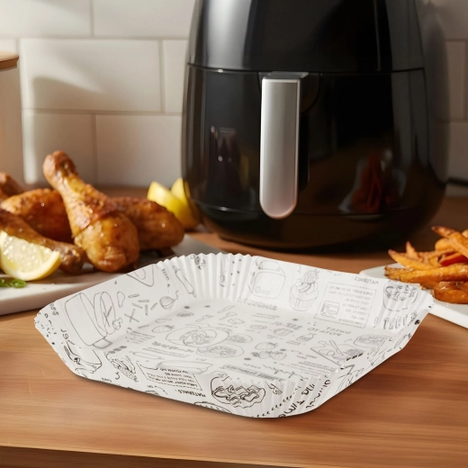 Bewello bagepapir til airfryer, firkantet, 23 cm, 50 stk.