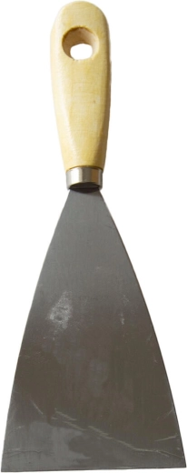 Rustfri kileformet spartel 80 mm med træhåndtag