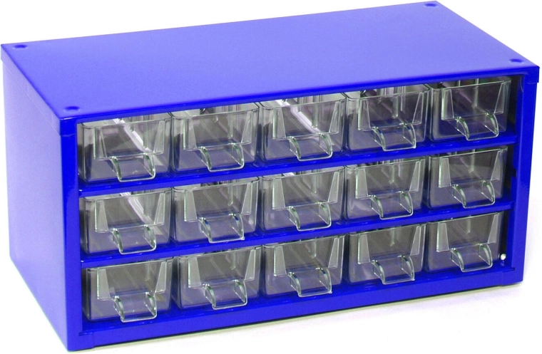 Metalskab med 15 små skuffer 30,5 × 15 × 15,5 cm TOKOZ