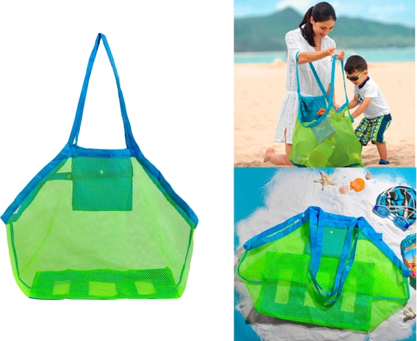 Stor strandnettaske til legetøj - Blå