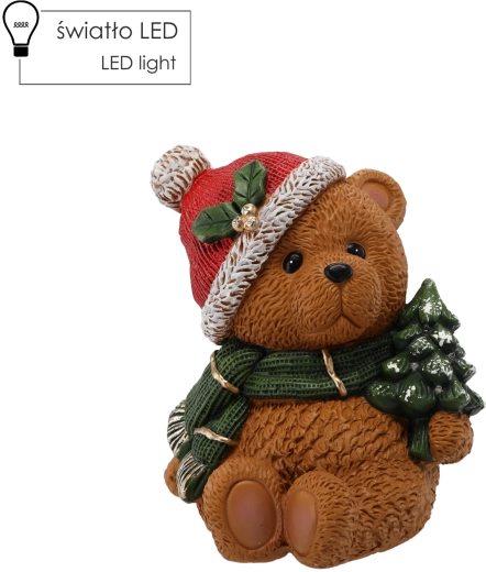 Julefigur bamse med juletræ LED 27 × 25 × 29 cm