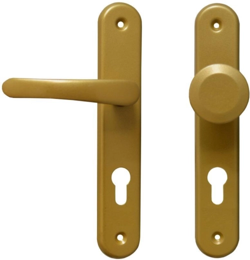 Dørgreb MICHAELA håndtag + fast knop, guldfarvet, til cylinder 72 mm