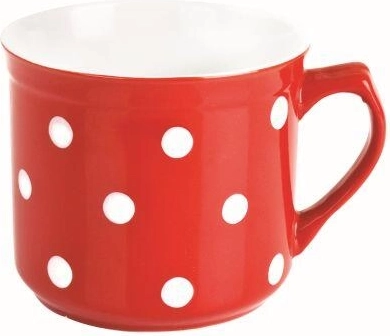 Keramisk krus 660 ml med prikker rødt