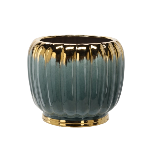 Keramisk skjuler til plantepotte 41 × 41 × 34,5 cm guld-grøn
