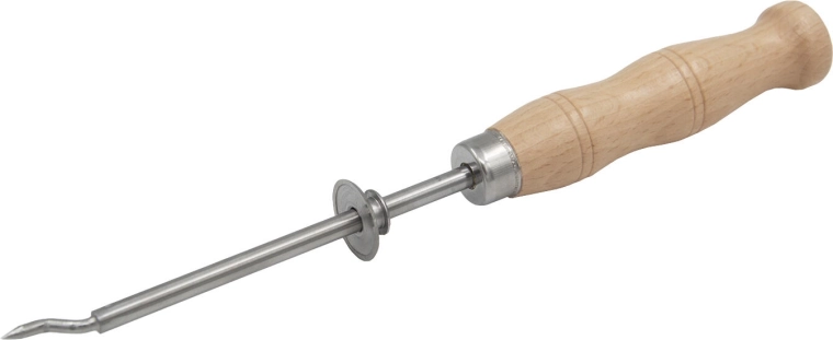 Rund konservåbner i rustfrit stål med træhåndtag, 24 cm