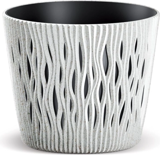 Blomsterkrukke Sandy Round Eco Wood 22,5 cm hvid