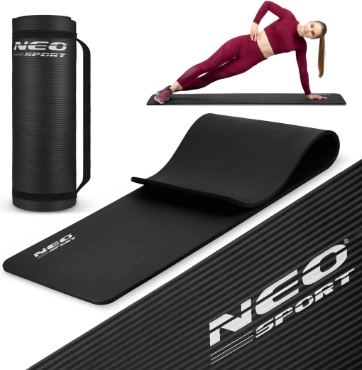 Neo Sport fitnessmåtte 183 × 60 cm, ekstra tyk, sort