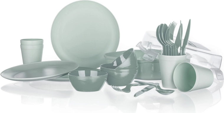 Camping spisesæt 26 dele i beholder – mint