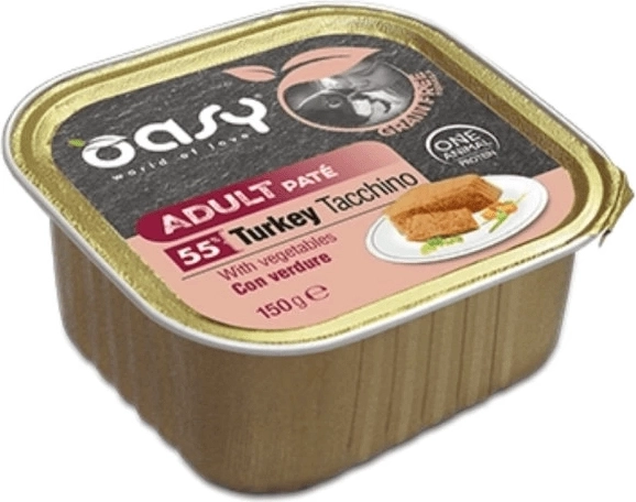 Oasy pâté uden korn til voksne hunde kalkun med grøntsager 150 g