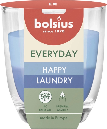 Duftlys i glas Happy Laundry 24 t, 8 × 7 cm
