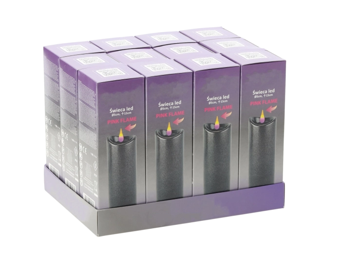 LED-lys i granit med lyserød flamme 5 × 15 cm, med batterier