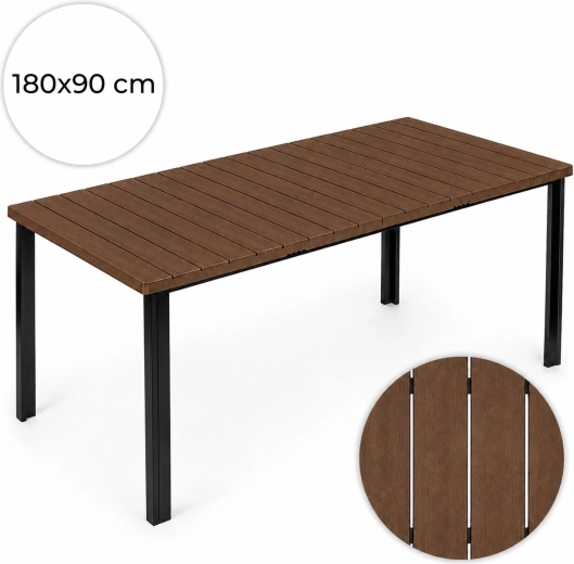 Havebord MultiGarden 180 × 90 cm med bordplade i trælook (brun)