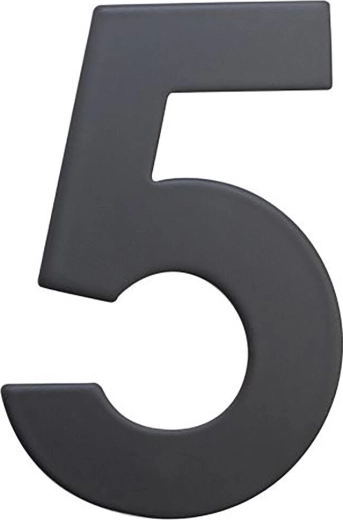 Husnummer 5, 75 mm, rustfrit stål, mat sort