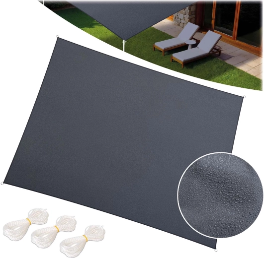 Rektangulær skyggepresenning 3 × 4 m grå