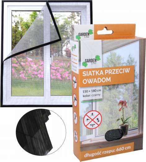 Insektnet til vinduer 150 × 180 cm, sort