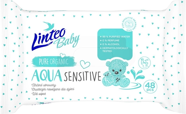 Linteo baby aqua sensitive babyvådservietter 48 stk.