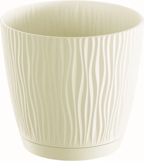 Blomsterpotte Sandy med underkop 10,8 cm – creme