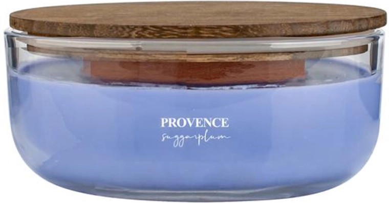 Duftlys i glas PROVENCE med trævæge sugarplum 24 t