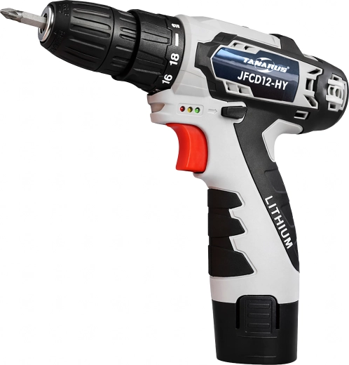 Batteridrevet skruetrækker 12 V med LED, kuffert og 2× batterier 1,5 Ah