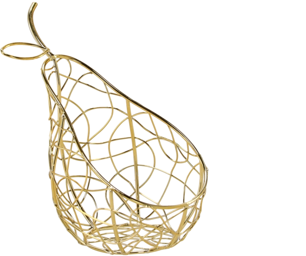 Guld farvet metal­kurv formet som en pære