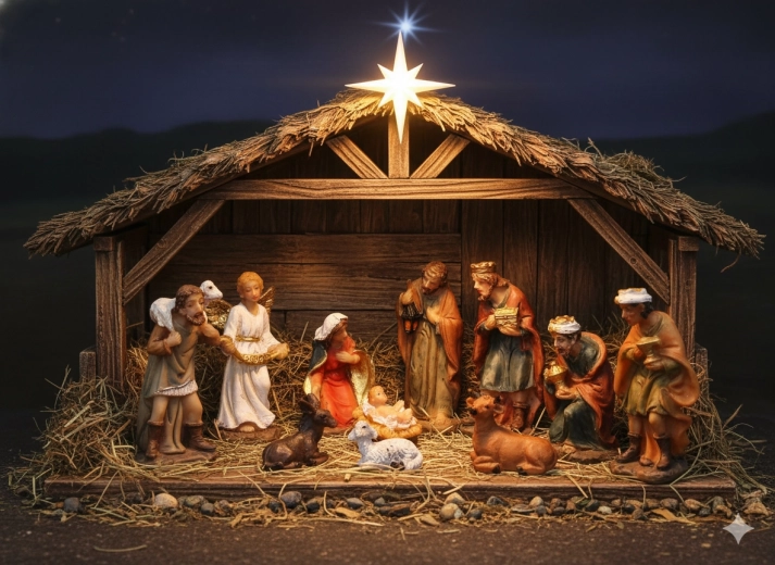 Sæt med krybbefigurer 11 stk., 5,5 cm – håndmalet polyresin