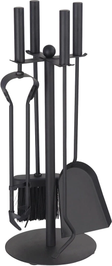 Pejset med stativ 49 cm, sort stål, 4-delt sæt