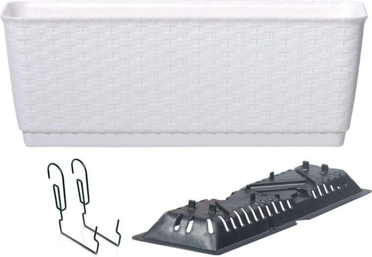 Hængende altankasse Ratolla PW 49,2 cm hvid med underskål