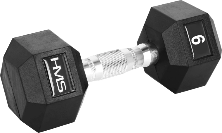HMS Hexagonal gummibelagt håndvægt Hex Pro 9 kg