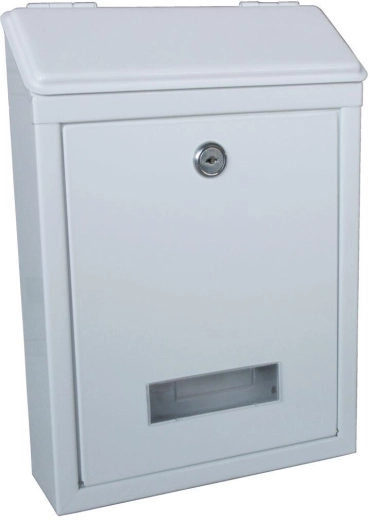 Hvid postkasse 210 × 300 × 60 mm af galvaniseret stål