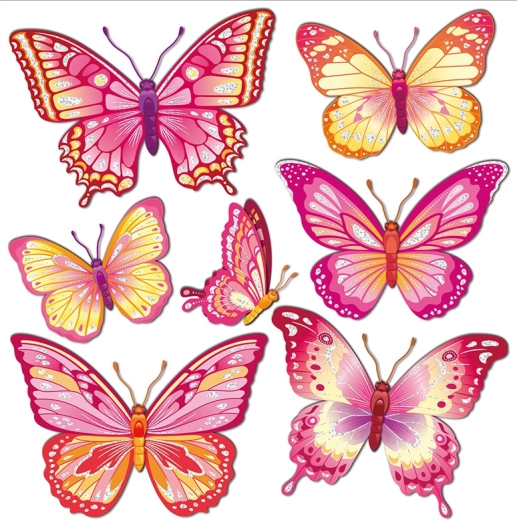 Dekorative 3D vægklistermærker – lyserød sommerfugl