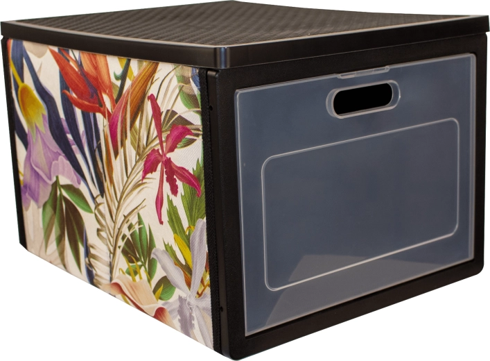 Floral sammenklappelig garderobeorganizer med frontlåger 41 × 31 × 25 cm