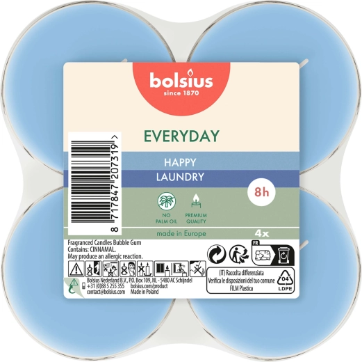 Maxi fyrfadslys Happy Laundry, sæt med 4 stk.