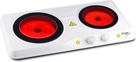 Elektrisk dobbelt kogeplade i glaskeramik Vigan 1200/800 W hvid