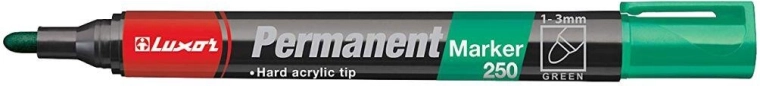 Permanent marker LUXOR 250 grøn, rund spids 2–3 mm