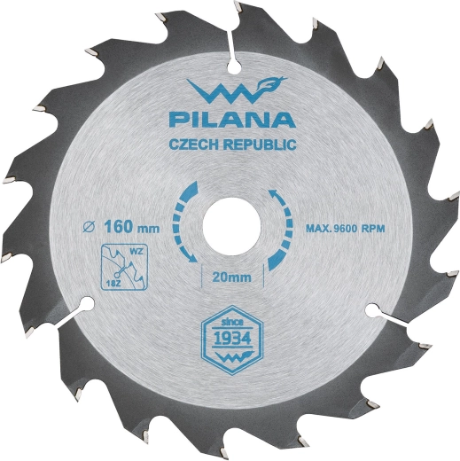 Rundsavklinge PILANA 160 mm, 18 tænder, WZ, SK