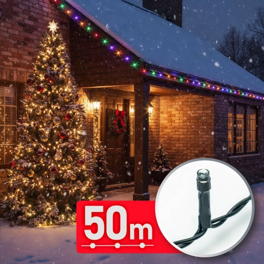 Farvet LED-lyskæde 50 m, 1000 LED