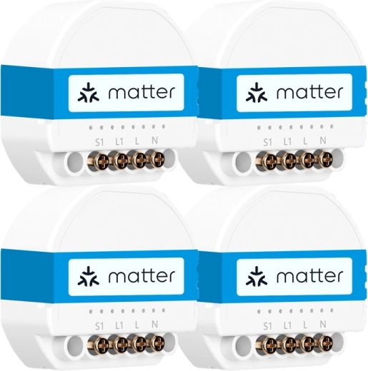 Smart Wi‑Fi-afbryder til indbygningsdåse Meross med Matter (sæt med 4 stk.)