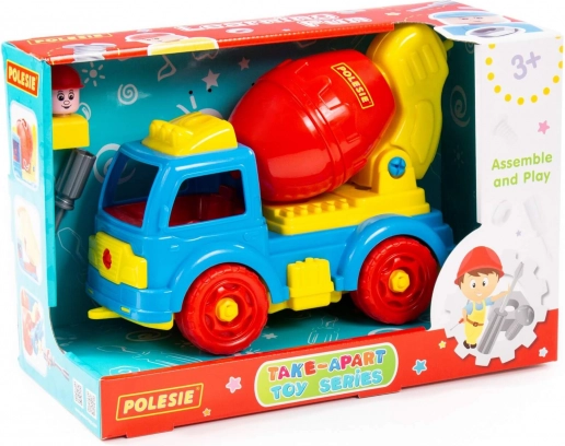 Adskillelig betonblander med værktøj og figur, 29 dele