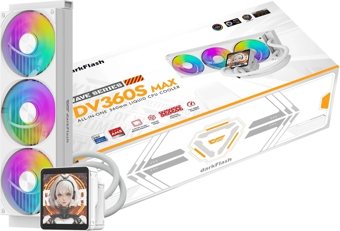 DarkFlash DV360S Max hvid vandkøler til processor 360 mm med LCD-display