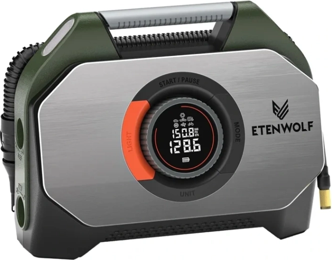 Etenwolf S7-autokompressor med powerbank på 38.400 mAh