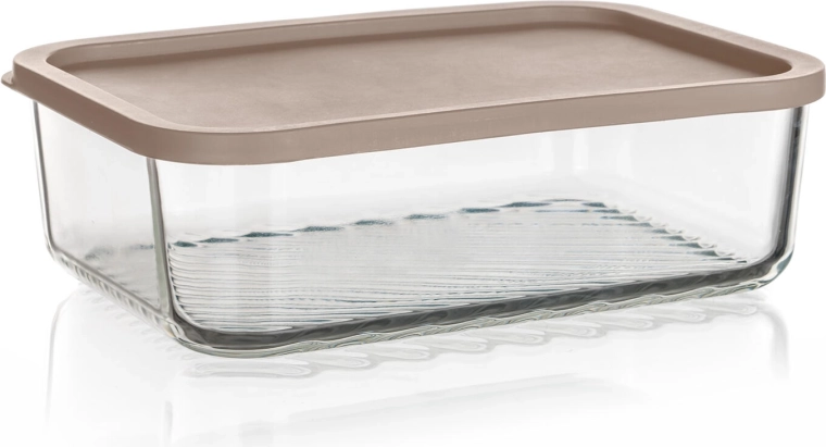 Glasbeholder til mad WAVE 1,55 l med tætsluttende låg i latte