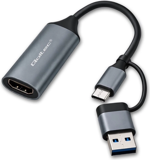 USB‑C/USB‑A til HDMI-adapter 4K 30 Hz i aluminium