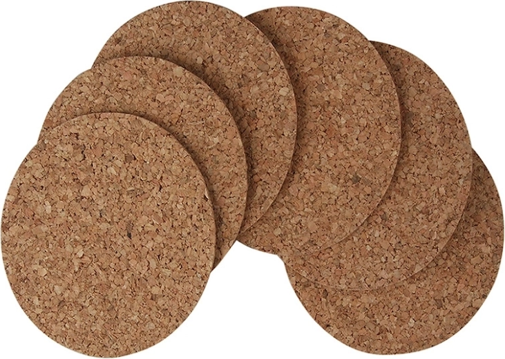 Sæt med runde korkbordskånere til glas 10 cm (6 stk.)
