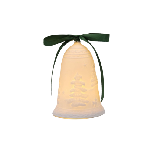 Keramisk juleklokke med LED-belysning