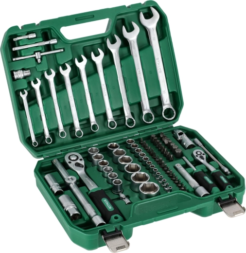 Stalco sæt med skraldenøgler og topnøgler 1/2" + 1/4" (82 dele)