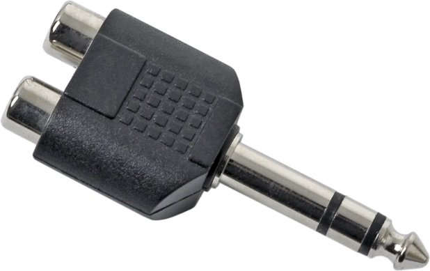 Y-adapter 2× RCA-hunstik til 6,3 mm jack-hanstik