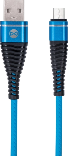 Data- og opladningskabel micro USB Forever Shark Blue 1 m, 2 A, blå