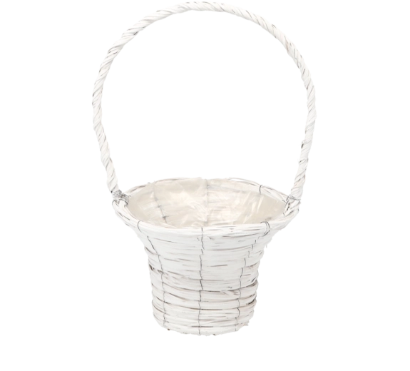 Hvid flettet kurv som skjuler til urtepotte 26 × 46 cm